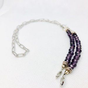 Jeweled amethyst mask holder/ mask necklace/ mask/